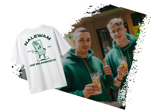 T-shirt z napisem 'Nalewam jak Irlandczyk'